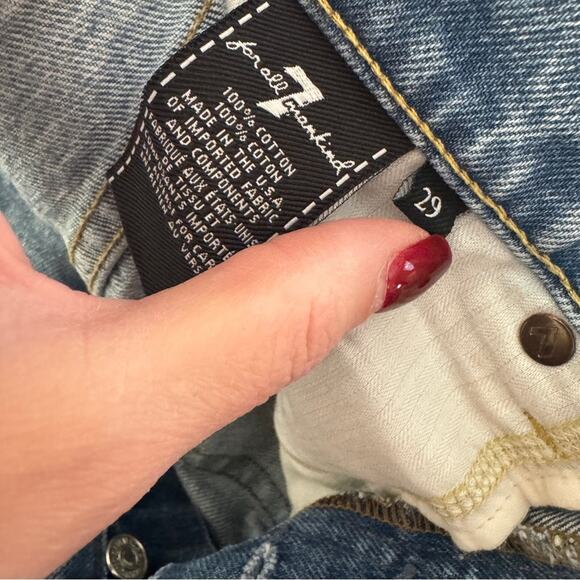 7 for all Mankind distressed high waistedted straight jeans - Picture 3 of 4